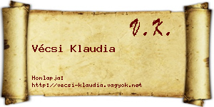 Vécsi Klaudia névjegykártya